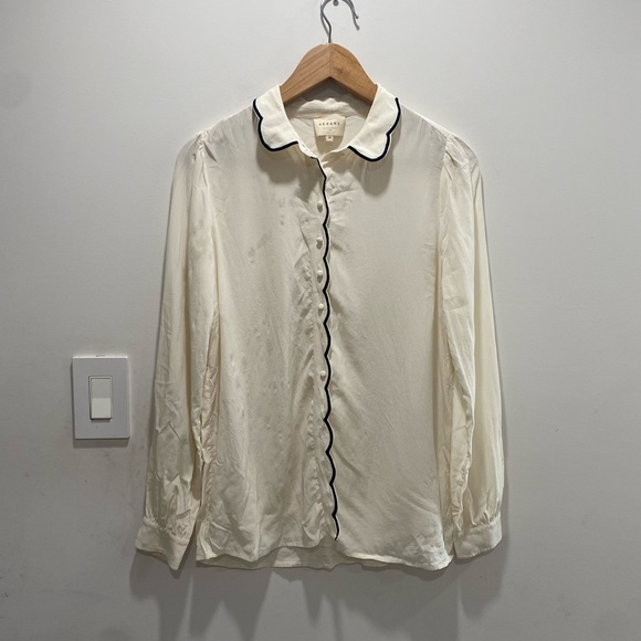 Sezane Fanny Shirt black and ecru - Picture 3 of 5